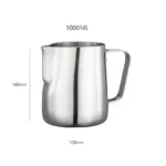 Cană cu mâner din oțel pentru spumarea laptelui (1000ml).